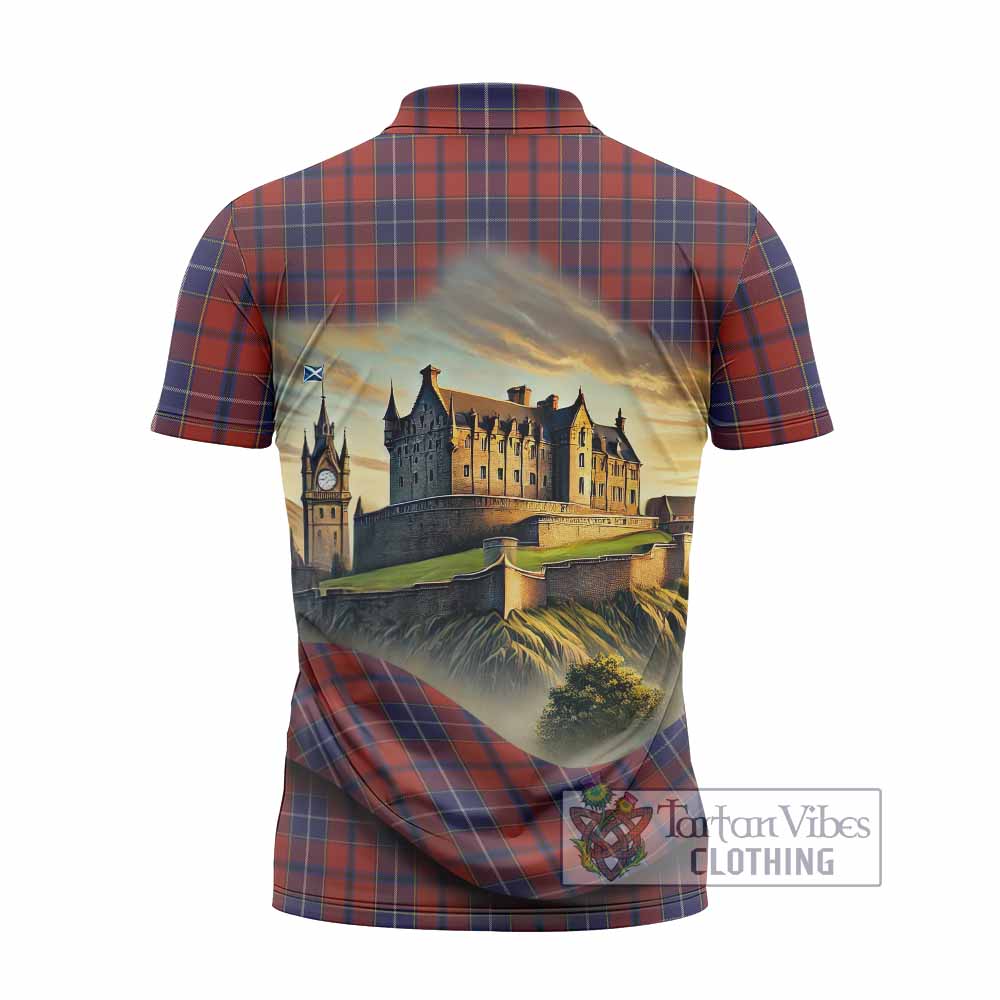 Tartan Vibes Clothing Wishart Tartan Family Crest Zipper Polo Shirt with Scottish Ancient Castle Stype