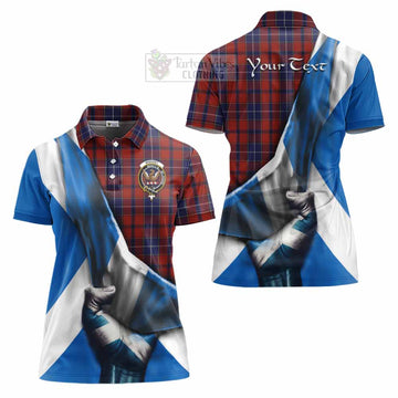 Tartan Vibes Clothing Wishart Tartan Women's Polo Shirt with Family Crest Scotland Patriotic Style