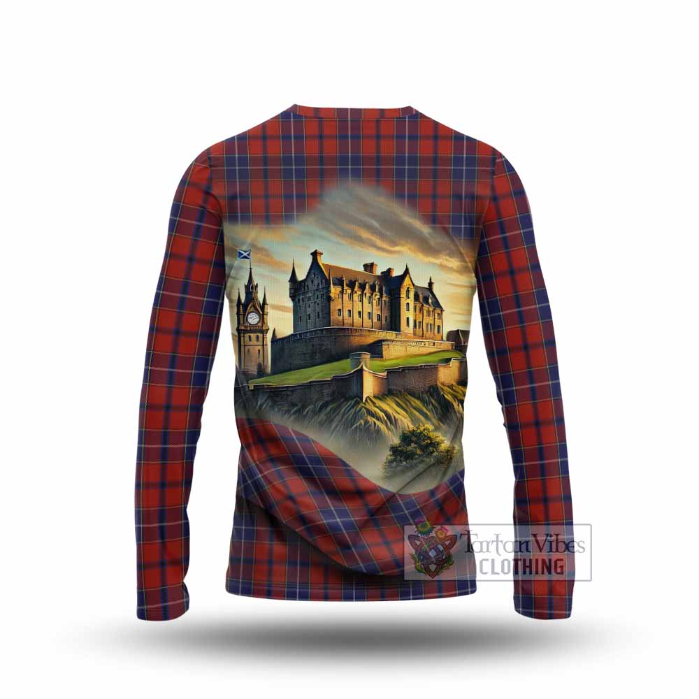 Tartan Vibes Clothing Wishart Tartan Family Crest Long Sleeve T-Shirt with Scottish Ancient Castle Style