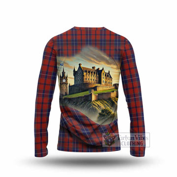 Tartan Vibes Clothing Wishart Tartan Family Crest Long Sleeve T-Shirt with Scottish Ancient Castle Style