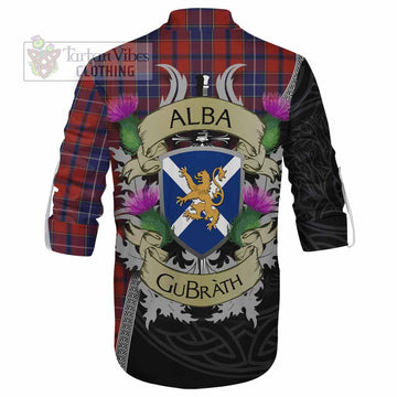Tartan Vibes Clothing Wishart Tartan Family Crest Ghillie Kilt Shirt Lion Rampant Royal Thistle Shield Celtic Inspired