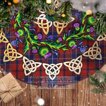 Tartan Vibes Clothing Wishart Tartan Christmas Tree Skirt with Thistle Celtic Knot Style