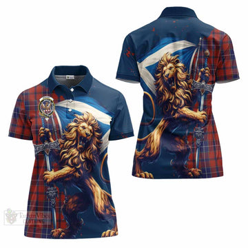 Tartan Vibes Clothing Wishart Tartan Family Crest Women's Polo Shirt with Scottish Majestic Lion