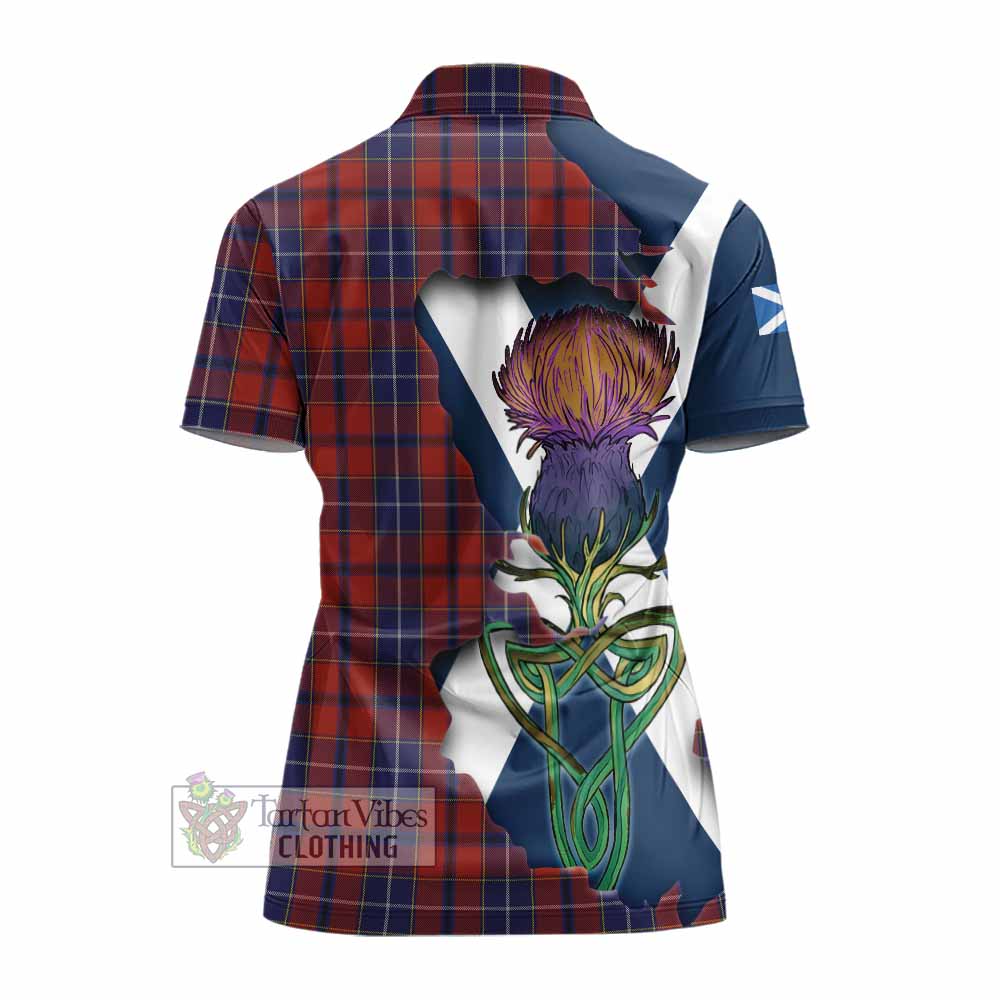 Tartan Vibes Clothing Wishart Tartan Family Crest Women's Polo Shirt Scottish Thistle Celtic Inspired