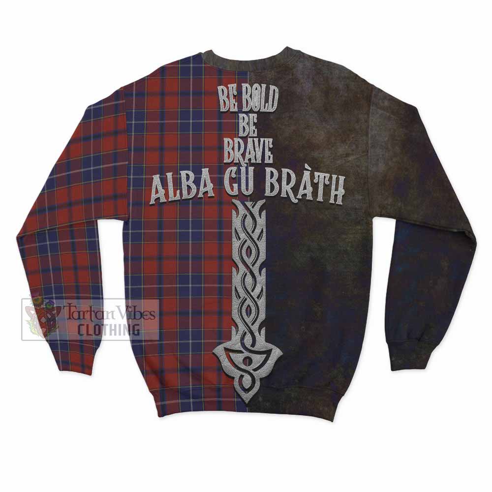 Tartan Vibes Clothing Wishart Tartan Family Crest Sweatshirt Alba Gu Brath Be Brave Lion Ancient Style