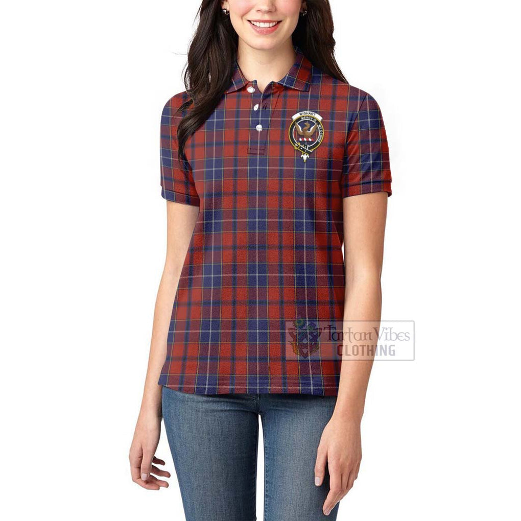 Tartan Vibes Clothing Wishart Tartan Women's Polo Shirt with Family Crest Celtic Skull Style