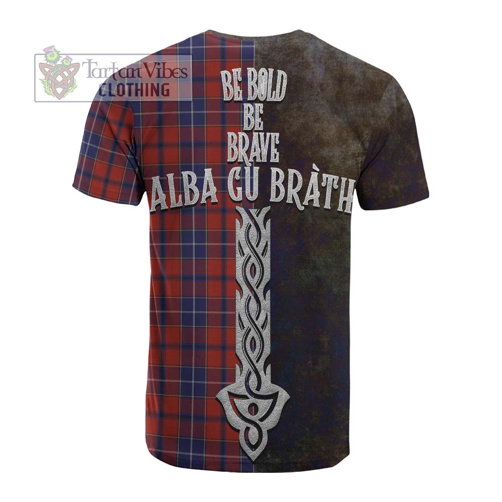 Tartan Vibes Clothing Wishart Tartan Family Crest Cotton T-shirt Alba Gu Brath Be Brave Lion Ancient Style