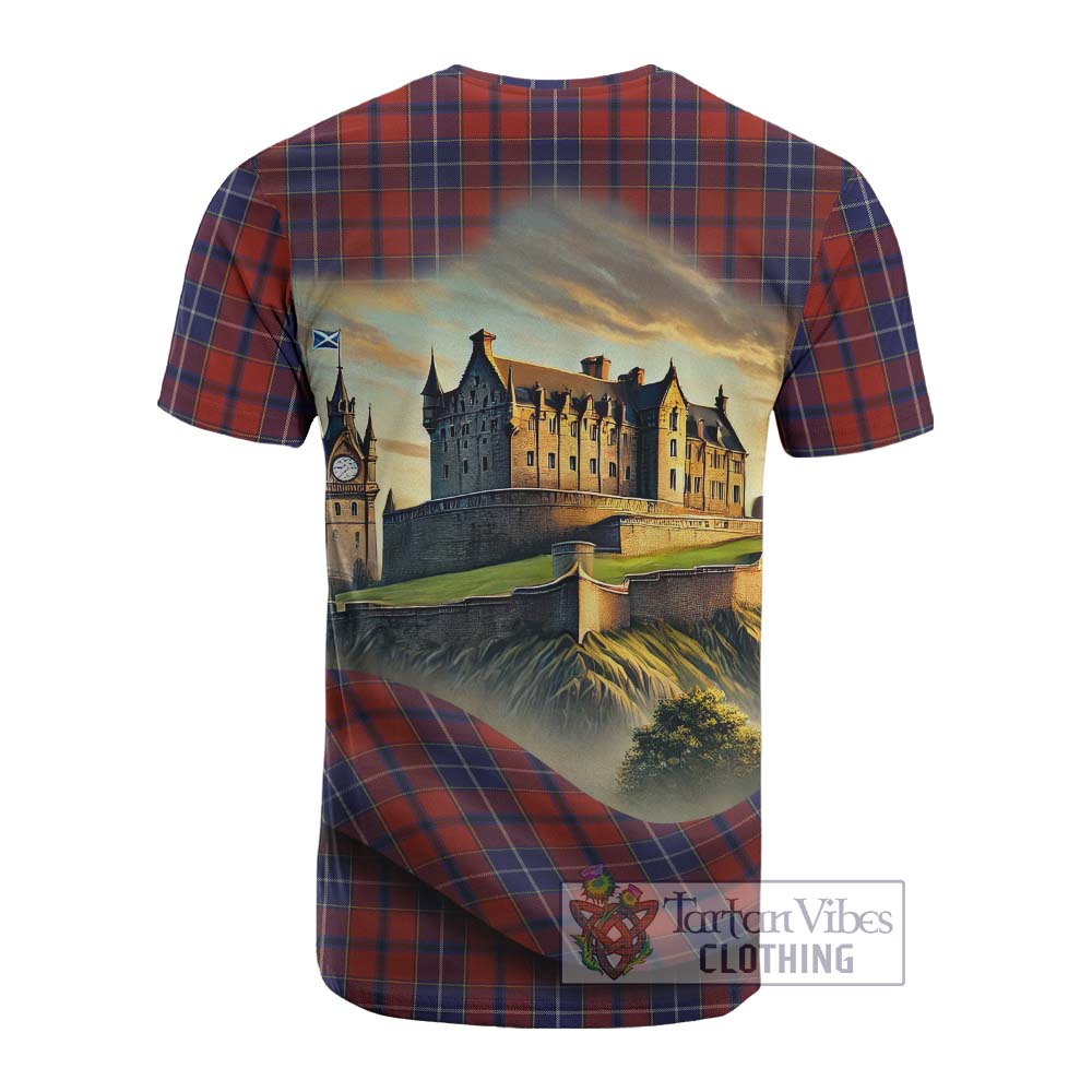 Tartan Vibes Clothing Wishart Tartan Family Crest Cotton T-shirt with Scottish Ancient Castle Style