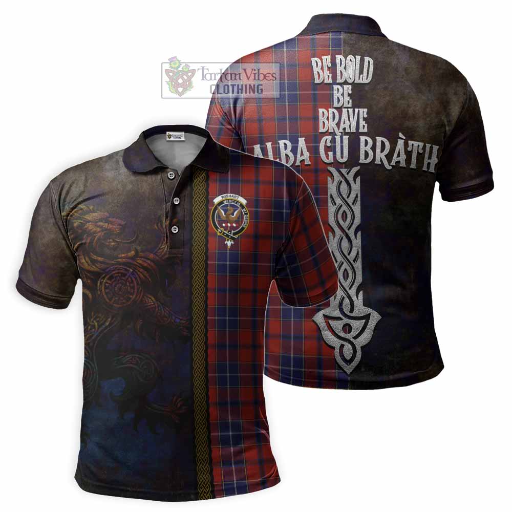 Tartan Vibes Clothing Wishart Tartan Family Crest Polo Shirt Alba Gu Brath Be Brave Lion Ancient Style