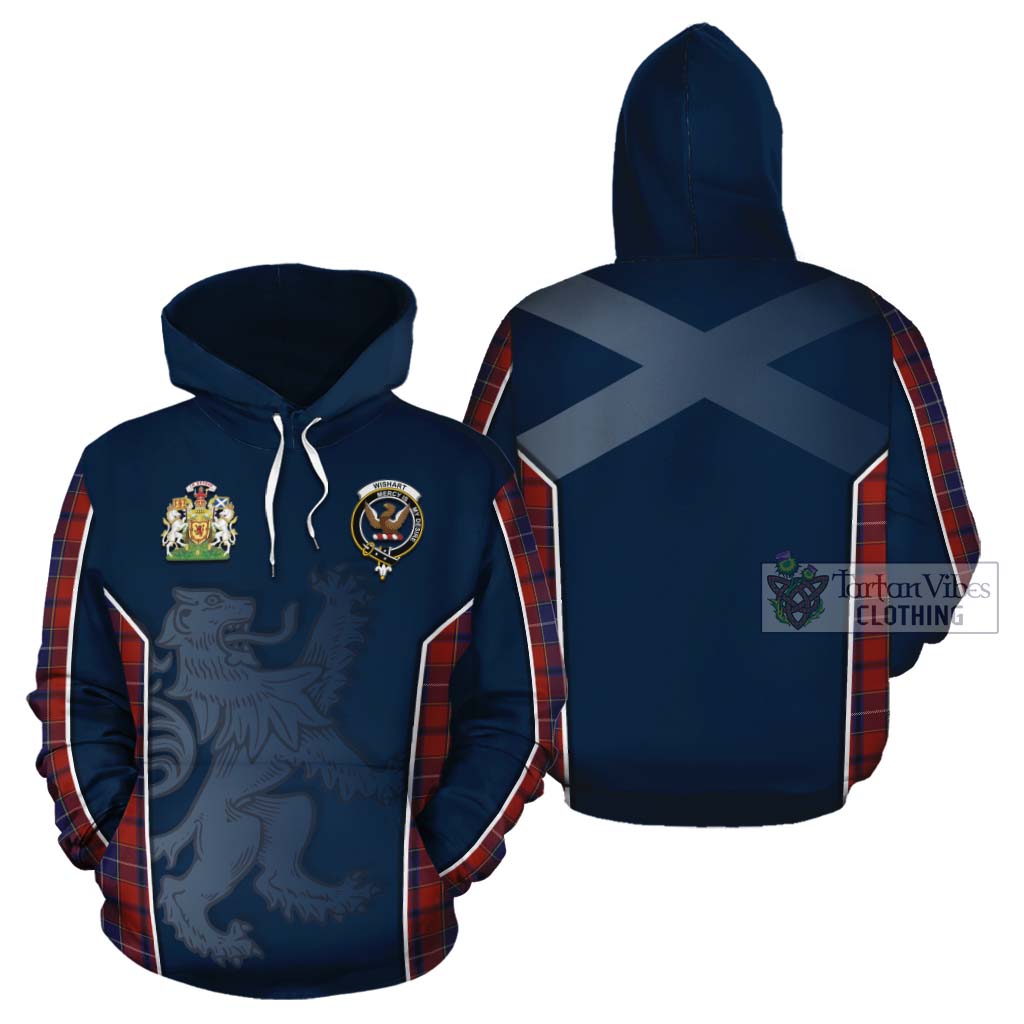 Tartan Vibes Clothing Wishart Tartan Cotton Hoodie with Family Crest and Lion Rampant Vibes Sport Style