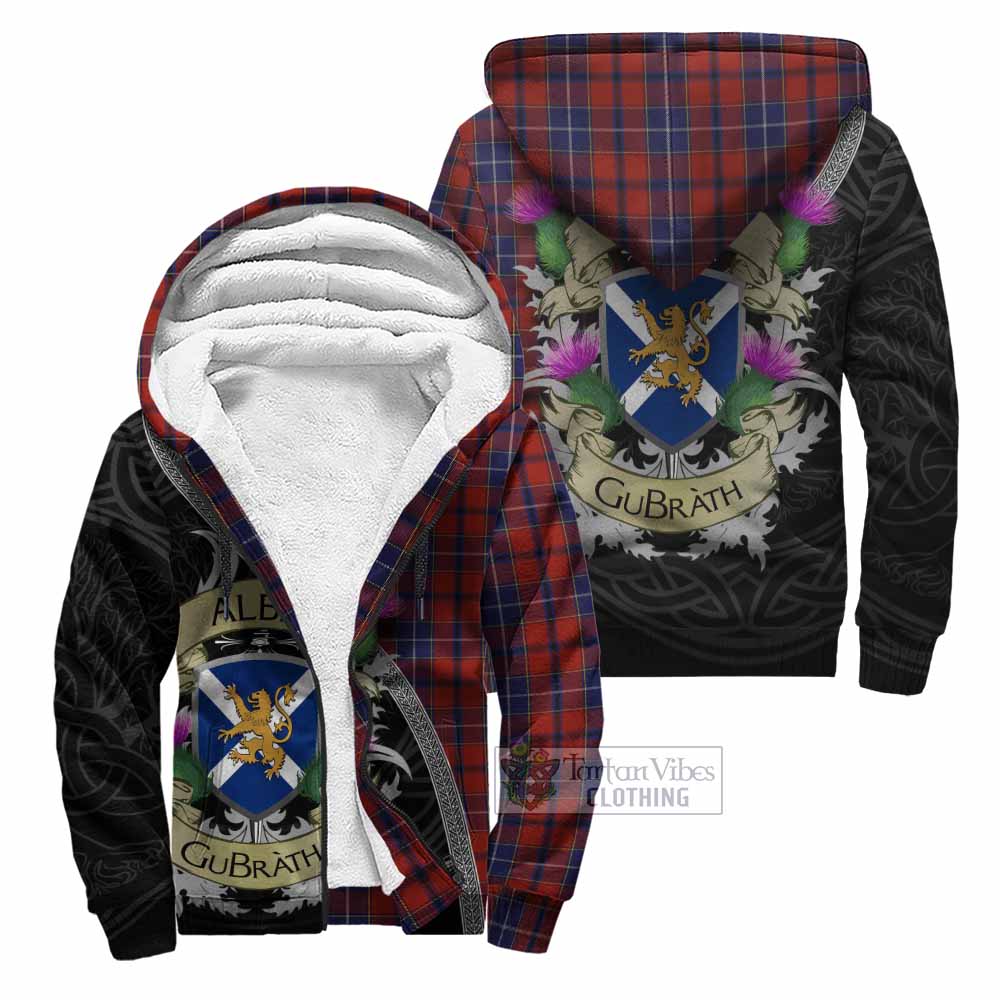Tartan Vibes Clothing Wishart Tartan Family Crest Sherpa Hoodie Lion Rampant Royal Thistle Shield Celtic Inspired