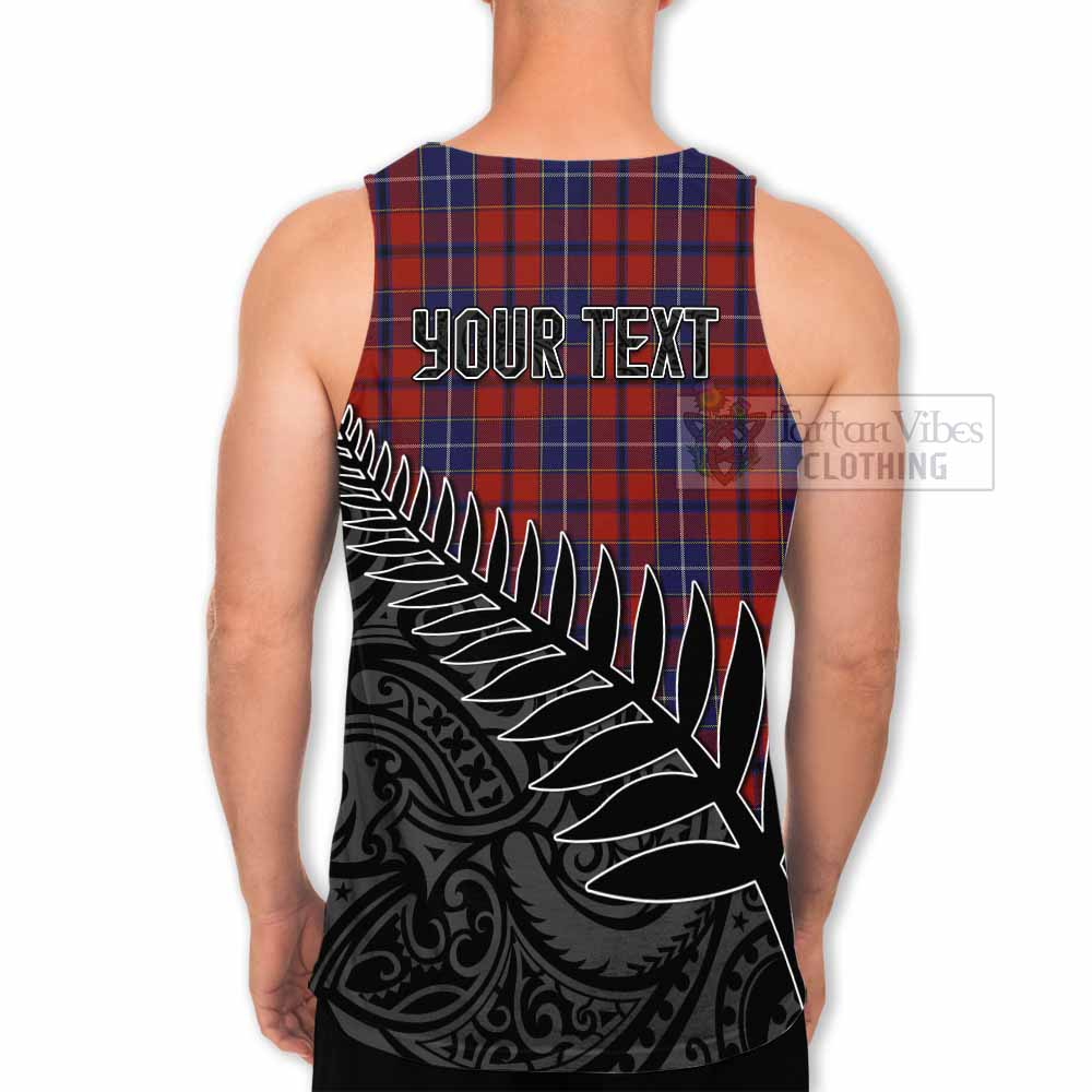 Tartan Vibes Clothing Wishart Crest Tartan Men's Tank Top with New Zealand Silver Fern Half Style