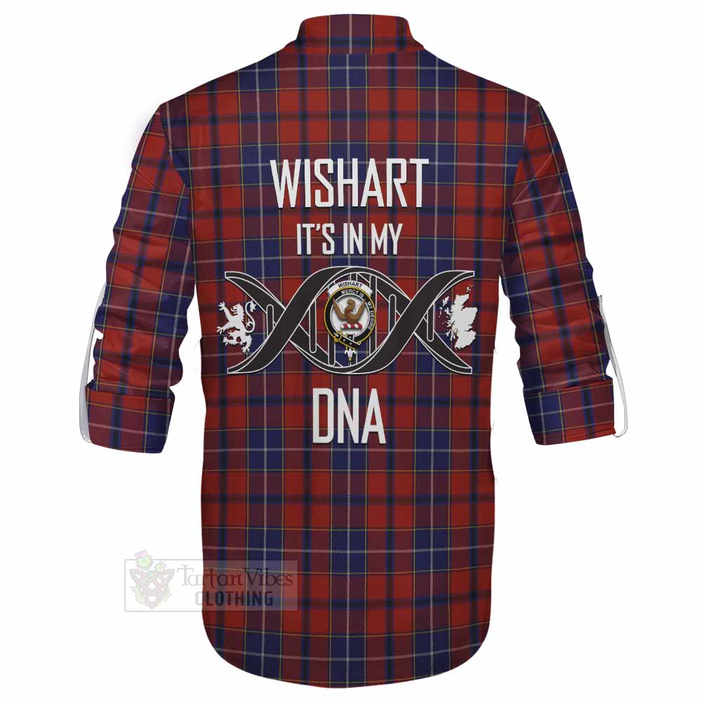 Tartan Vibes Clothing Wishart Tartan Ghillie Kilt Shirt with Family Crest DNA In Me Style