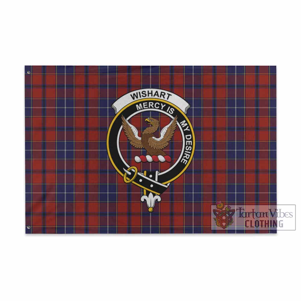 Tartan Vibes Clothing Wishart Tartan House Flag with Family Crest