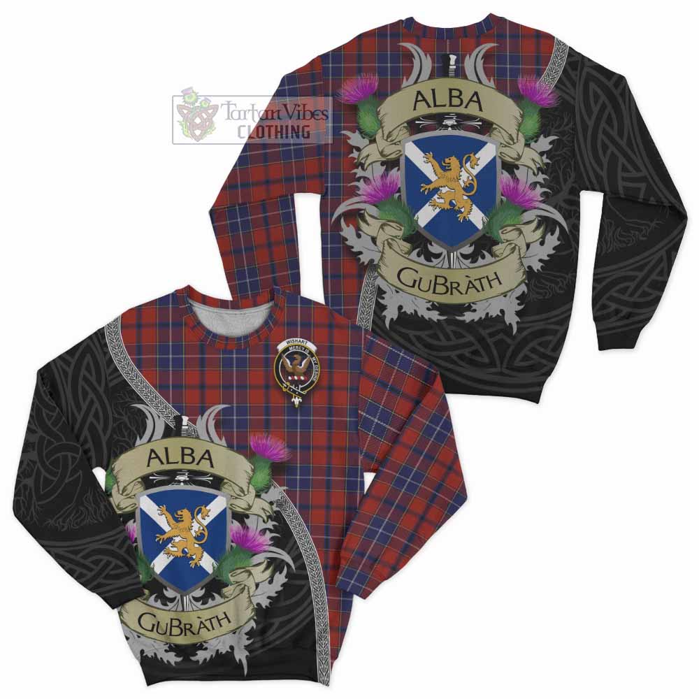 Tartan Vibes Clothing Wishart Tartan Family Crest Sweatshirt Lion Rampant Royal Thistle Shield Celtic Inspired