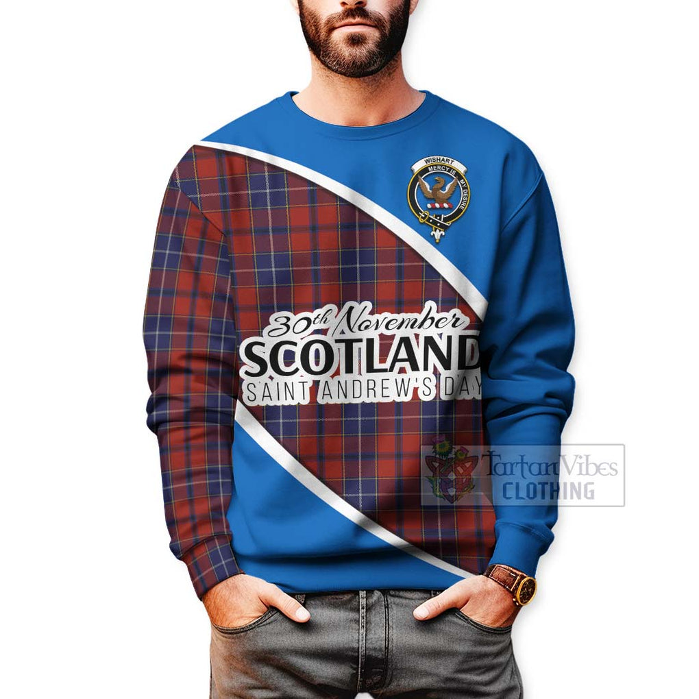 Tartan Vibes Clothing Wishart Family Crest Tartan Sweatshirt Celebrate Saint Andrew's Day in Style
