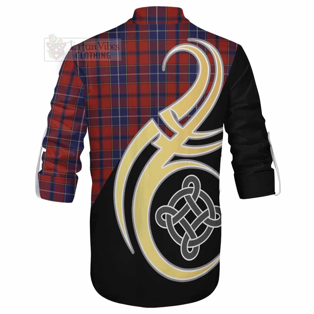 Tartan Vibes Clothing Wishart Tartan Ghillie Kilt Shirt with Family Crest and Celtic Symbol Style