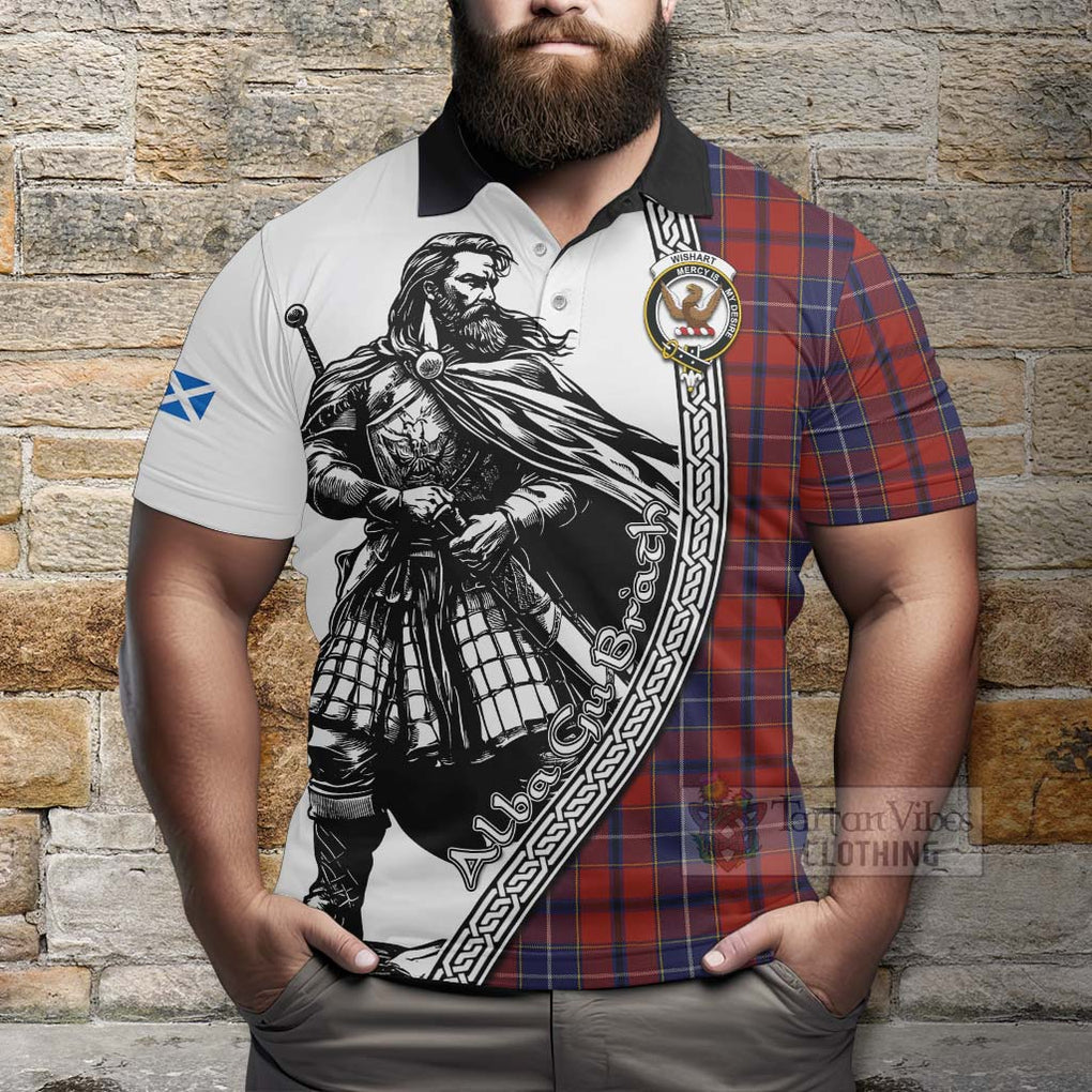 Tartan Vibes Clothing Wishart Tartan Clan Crest Polo Shirt with Highlander Warrior Celtic Style