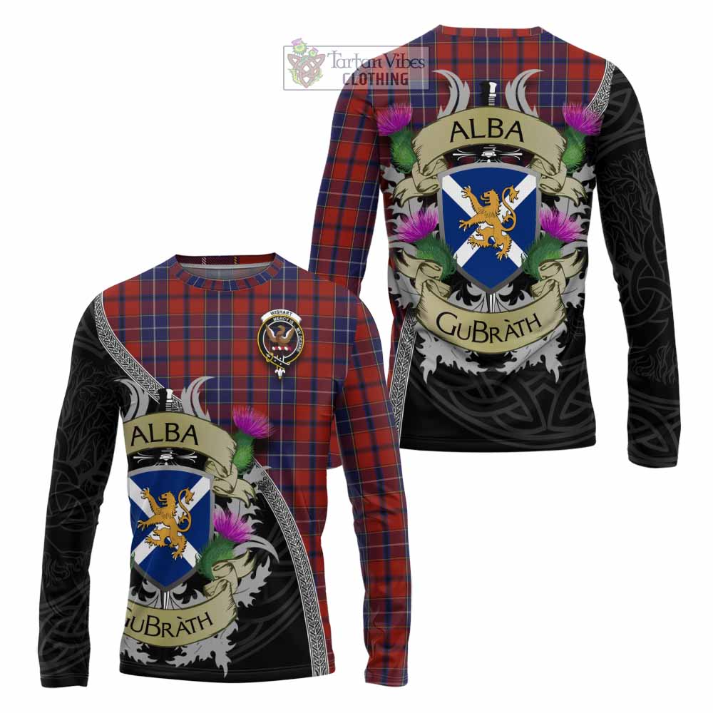 Tartan Vibes Clothing Wishart Tartan Family Crest Long Sleeve T-Shirt Lion Rampant Royal Thistle Shield Celtic Inspired