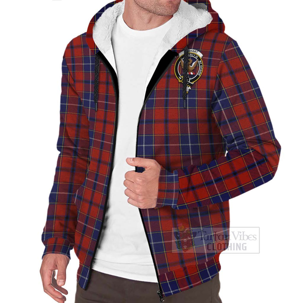 Tartan Vibes Clothing Wishart Tartan Sherpa Hoodie with Family Crest and Bearded Skull Holding Bottles of Whiskey