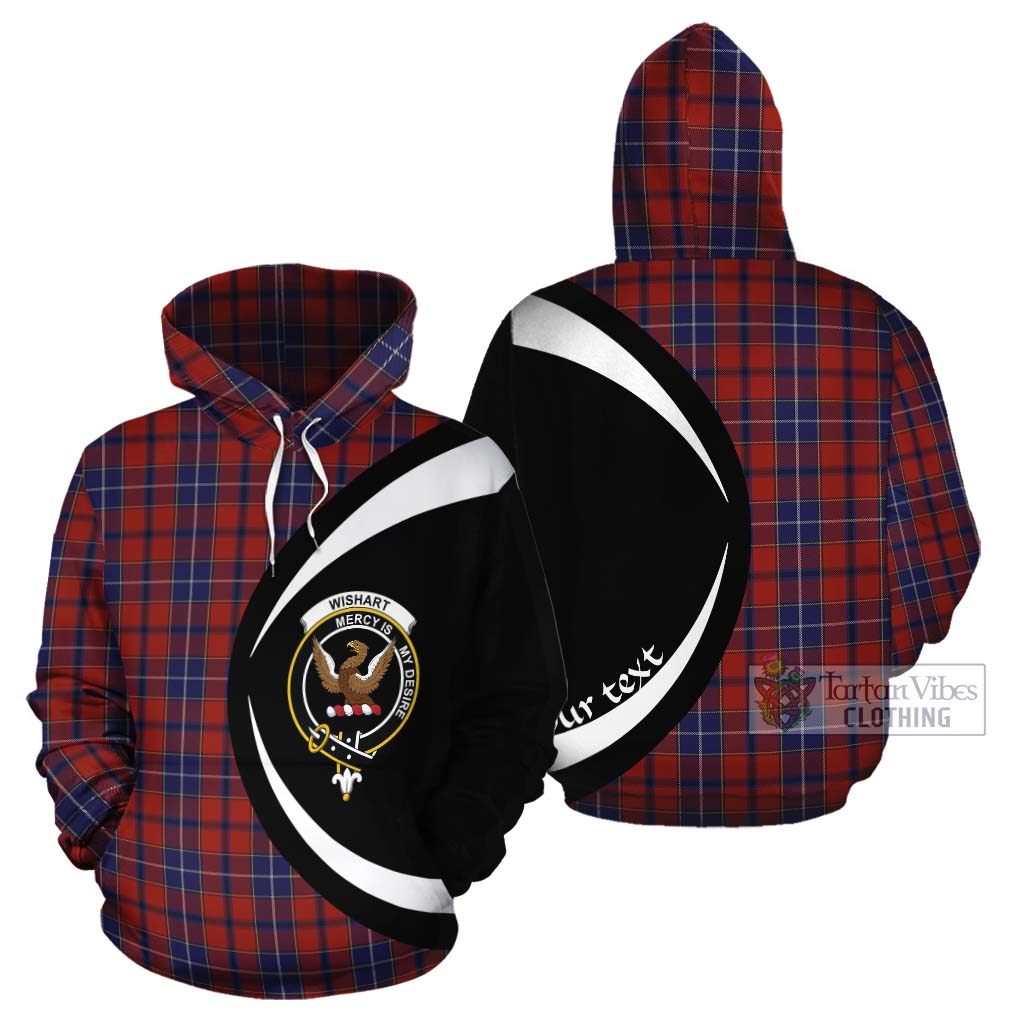 Tartan Vibes Clothing Wishart Tartan Cotton Hoodie with Family Crest Circle Style