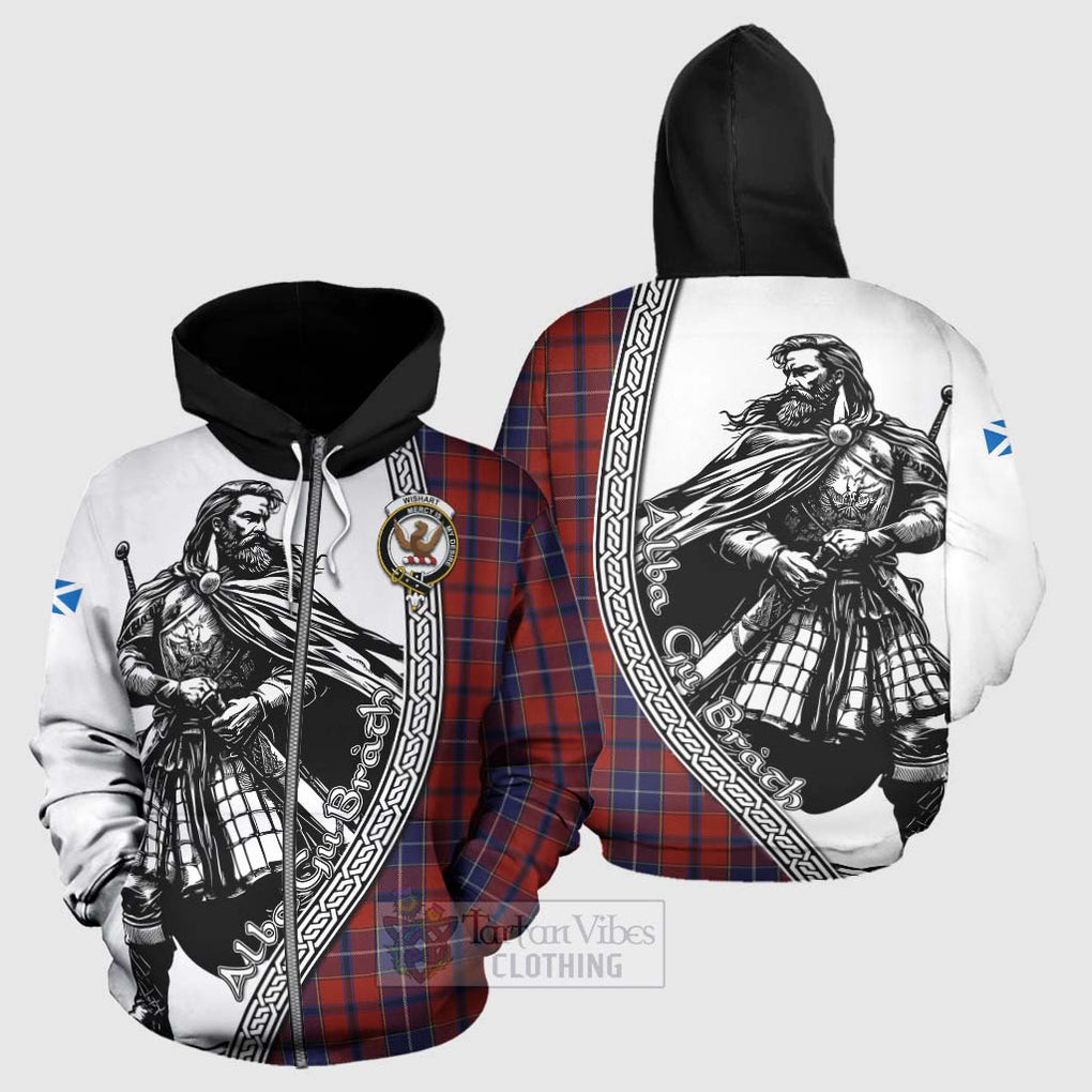 Tartan Vibes Clothing Wishart Tartan Clan Crest Hoodie with Highlander Warrior Celtic Style