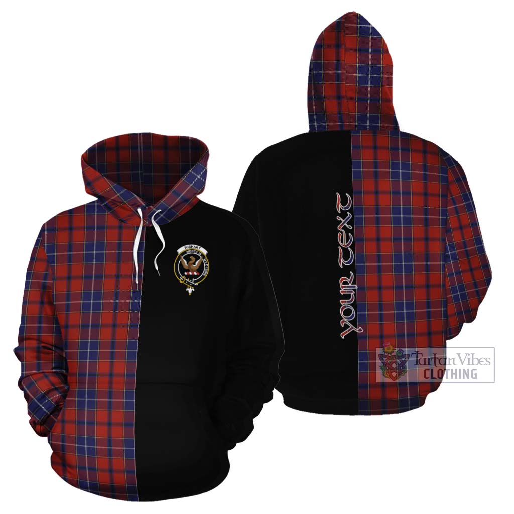 Tartan Vibes Clothing Wishart Tartan Cotton Hoodie with Family Crest and Half Of Me Style