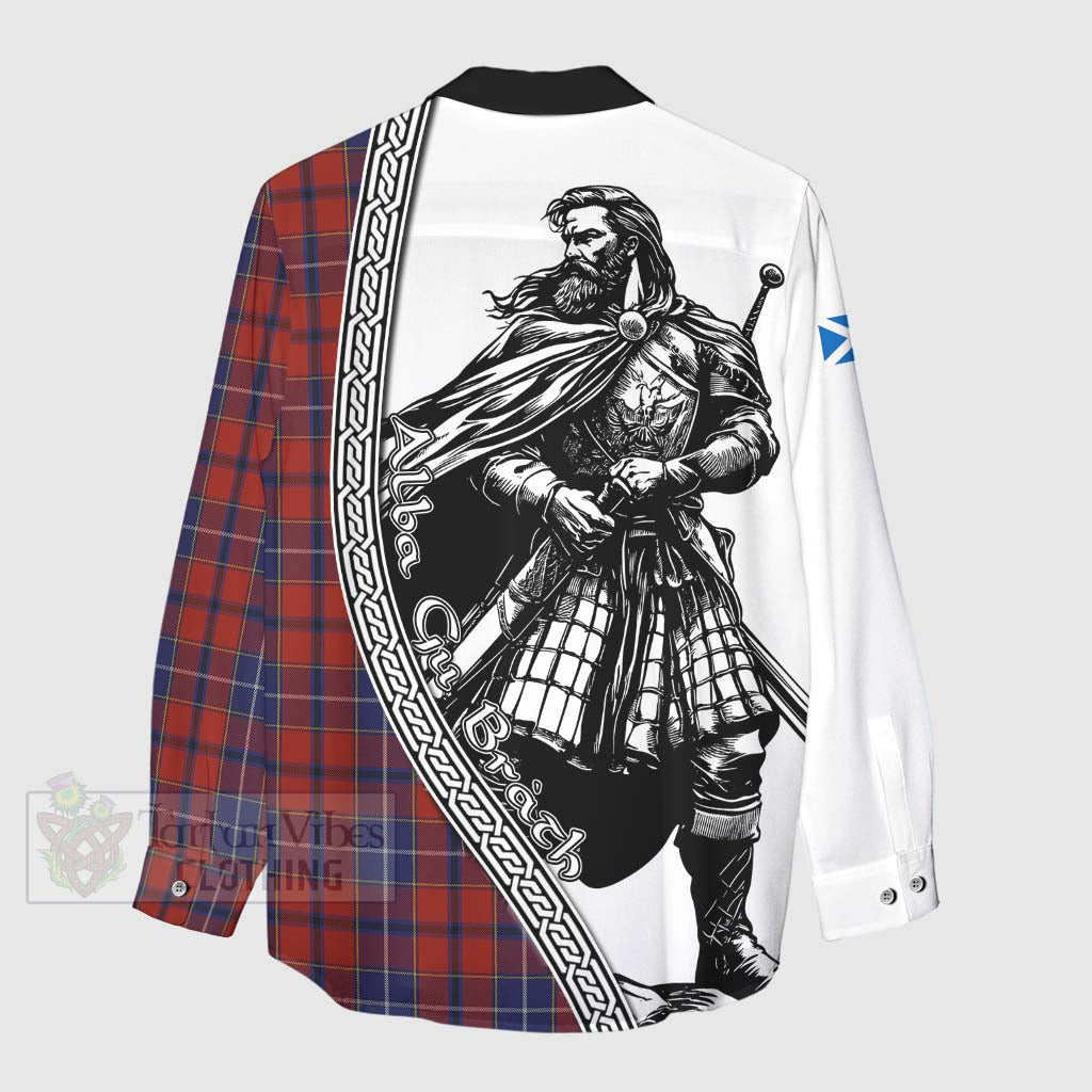 Tartan Vibes Clothing Wishart Tartan Clan Crest Women's Casual Shirt with Highlander Warrior Celtic Style