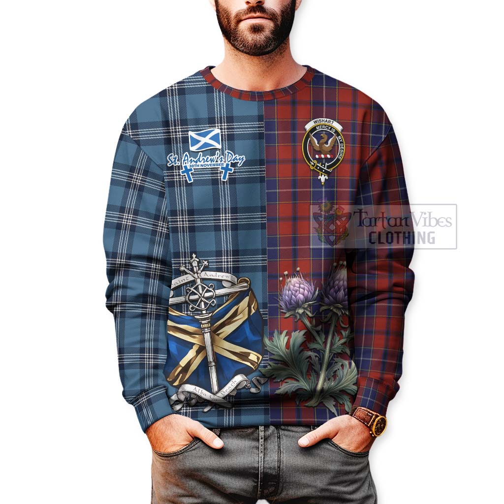 Tartan Vibes Clothing Wishart Tartan Sweatshirt Happy St. Andrew's Day Half Tartan Style