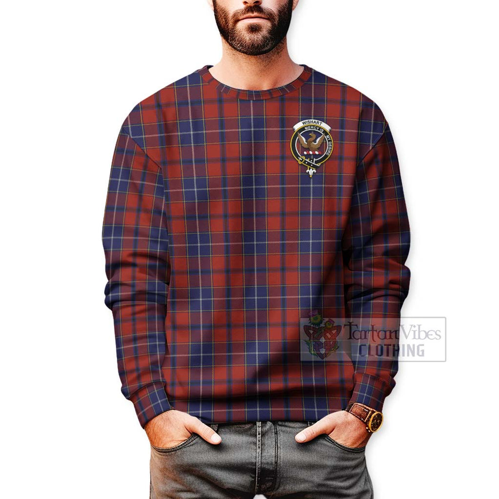 Tartan Vibes Clothing Wishart Tartan Sweatshirt with Family Crest Celtic Skull Style