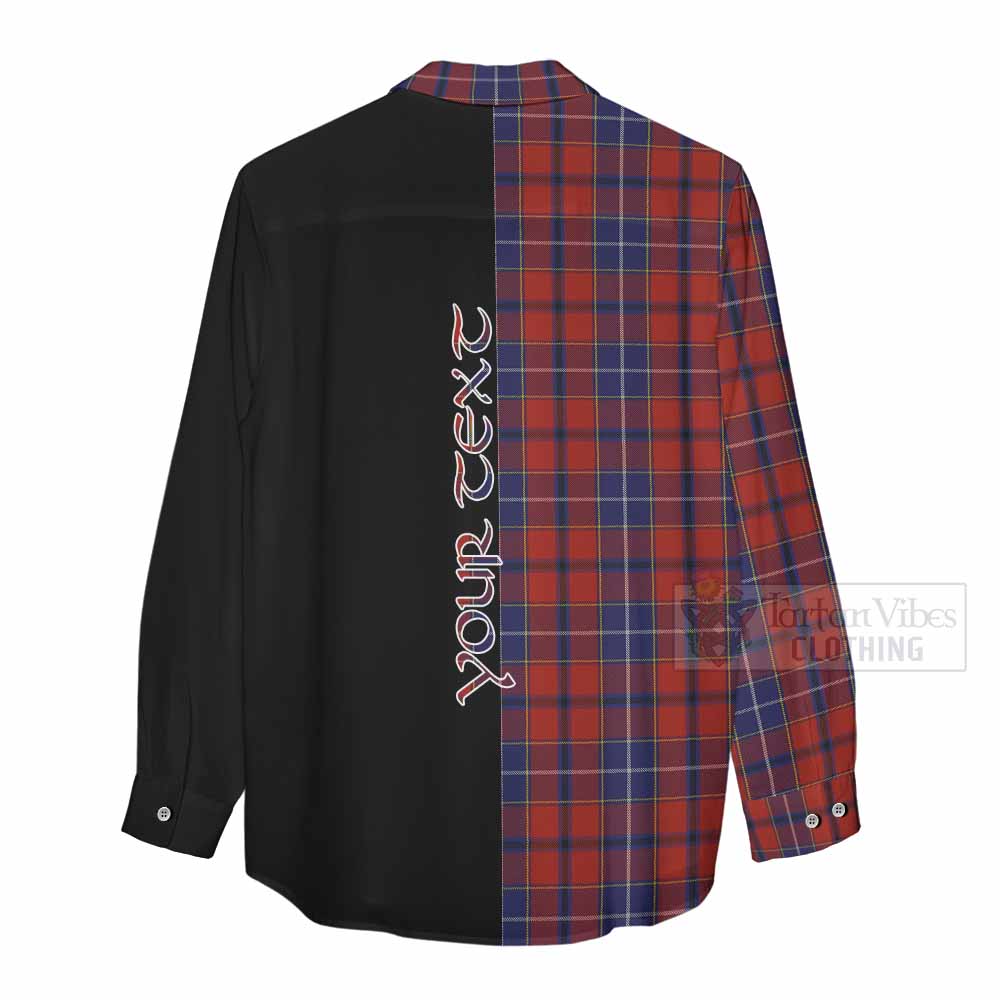Tartan Vibes Clothing Wishart Tartan Women's Casual Shirt with Family Crest and Half Of Me Style