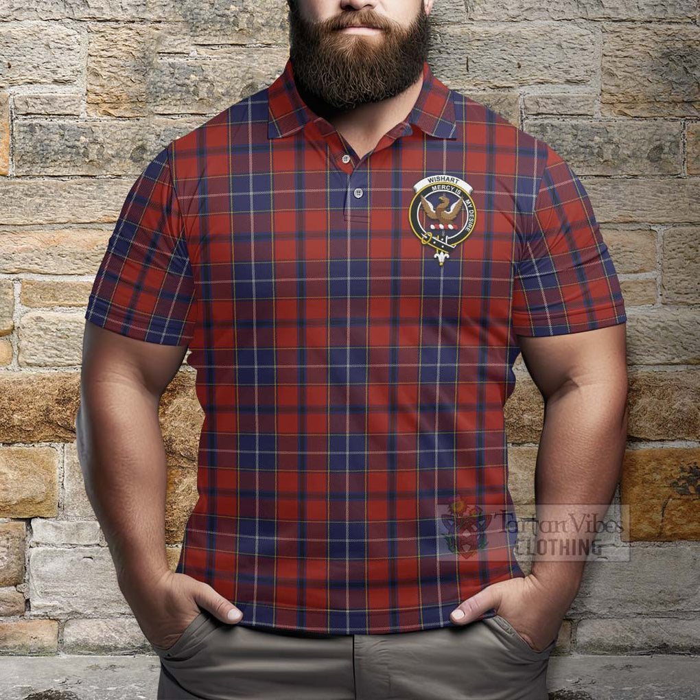 Tartan Vibes Clothing Wishart Tartan Polo Shirt with Family Crest and Bearded Skull Holding Bottles of Whiskey