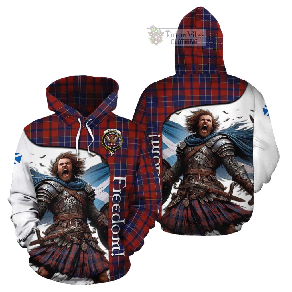 Tartan Vibes Clothing Wishart Crest Tartan Cotton Hoodie Inspired by the Freedom of Scottish Warrior