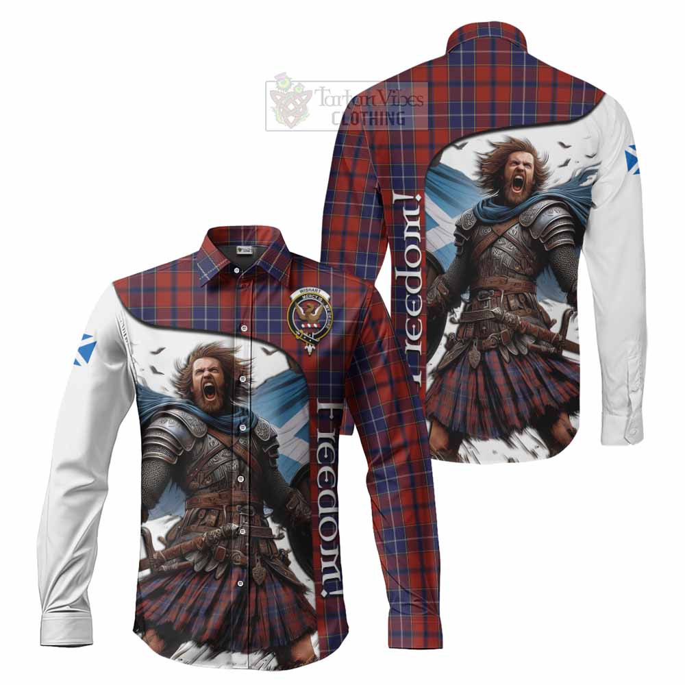 Tartan Vibes Clothing Wishart Crest Tartan Long Sleeve Button Shirt Inspired by the Freedom of Scottish Warrior