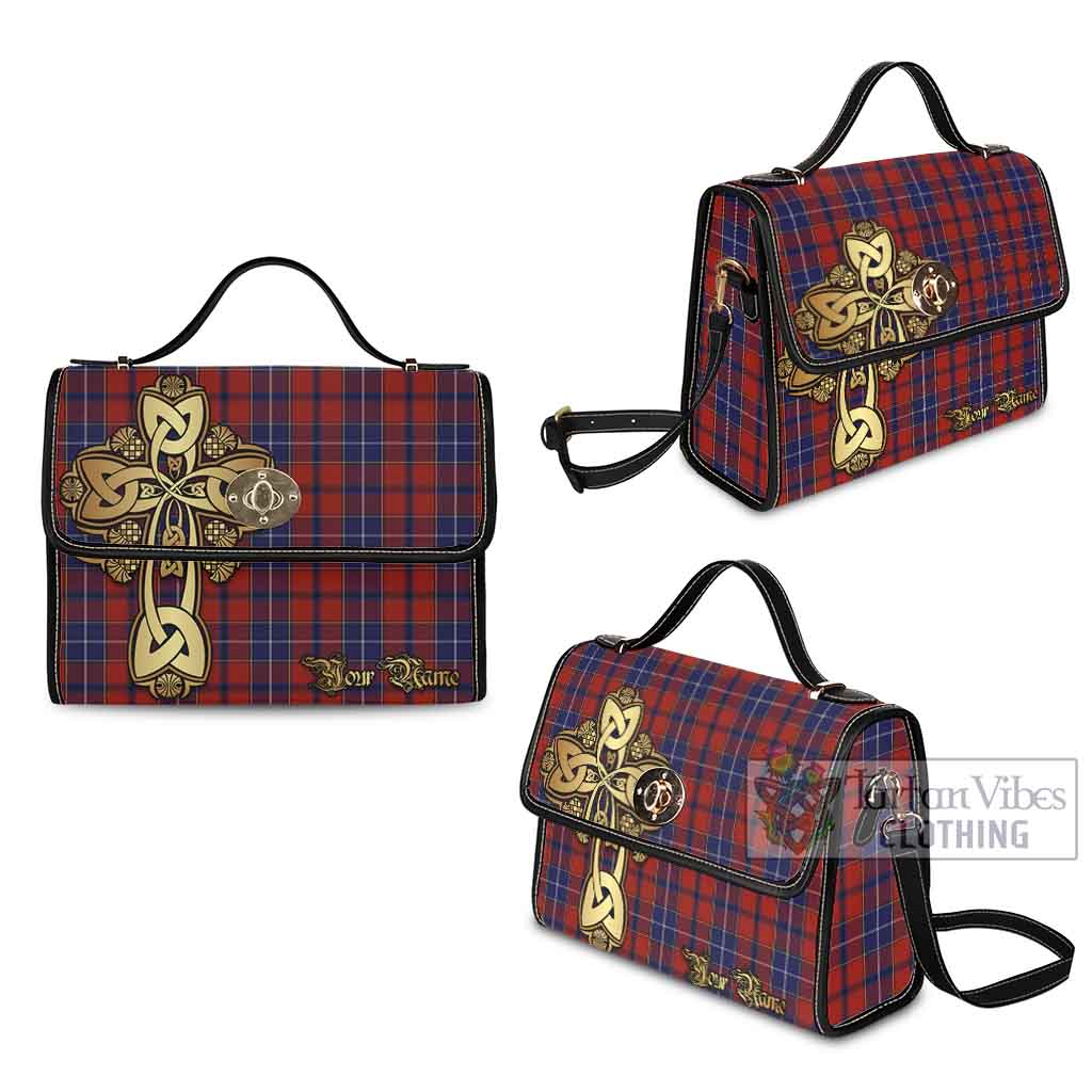Tartan Vibes Clothing Wishart Tartan Waterproof Canvas Bag Golden Thistle Celtic Cross Style