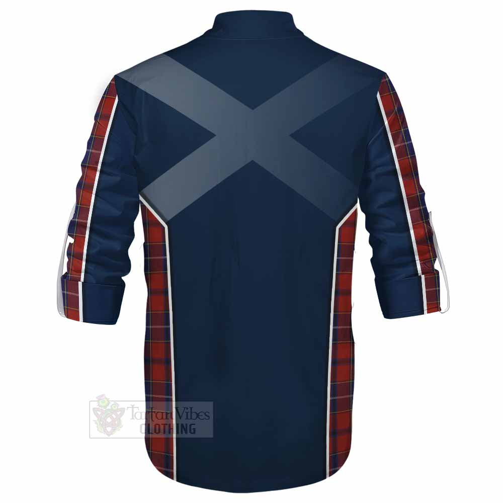 Tartan Vibes Clothing Wishart Tartan Ghillie Kilt Shirt with Family Crest and Lion Rampant Vibes Sport Style