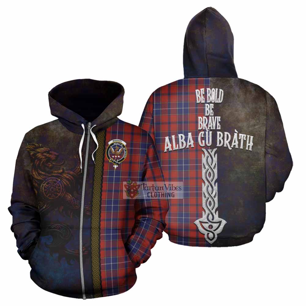 Tartan Vibes Clothing Wishart Tartan Family Crest Hoodie Alba Gu Brath Be Brave Lion Ancient Style