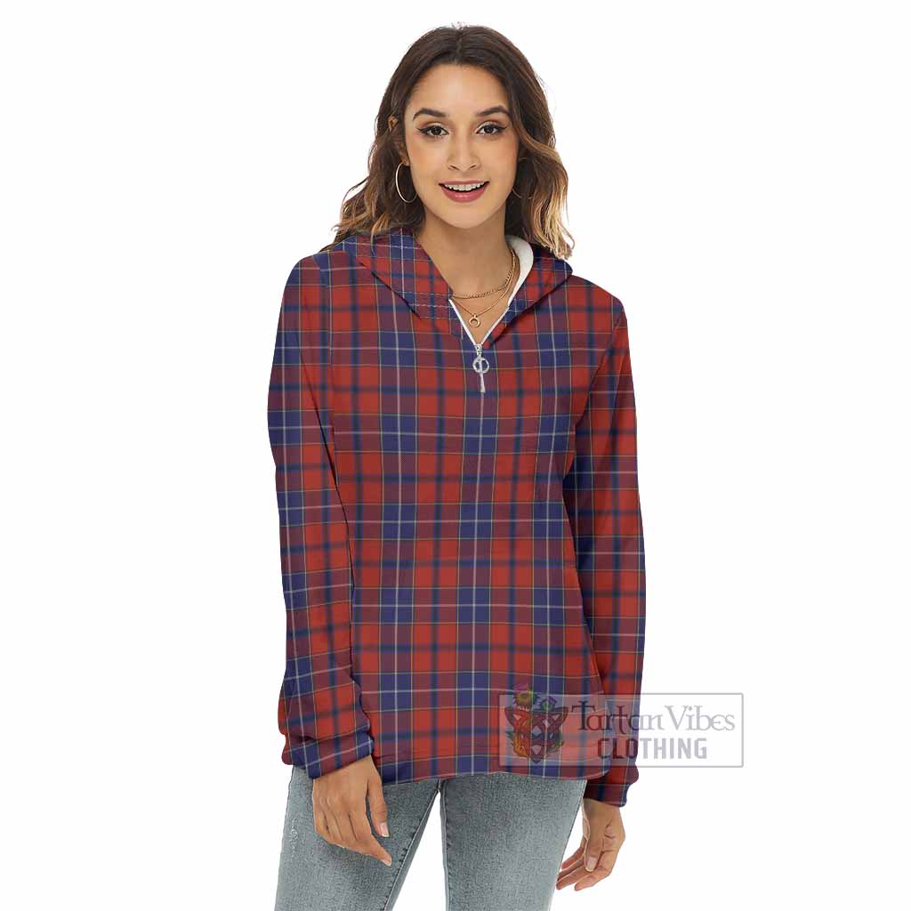 Tartan Vibes Clothing Wishart Tartan Women's Borg  Half Zip Fleece Hoodie