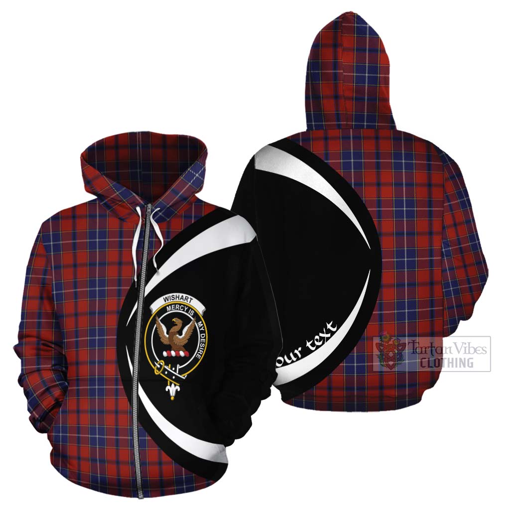 Tartan Vibes Clothing Wishart Tartan Cotton Hoodie with Family Crest Circle Style