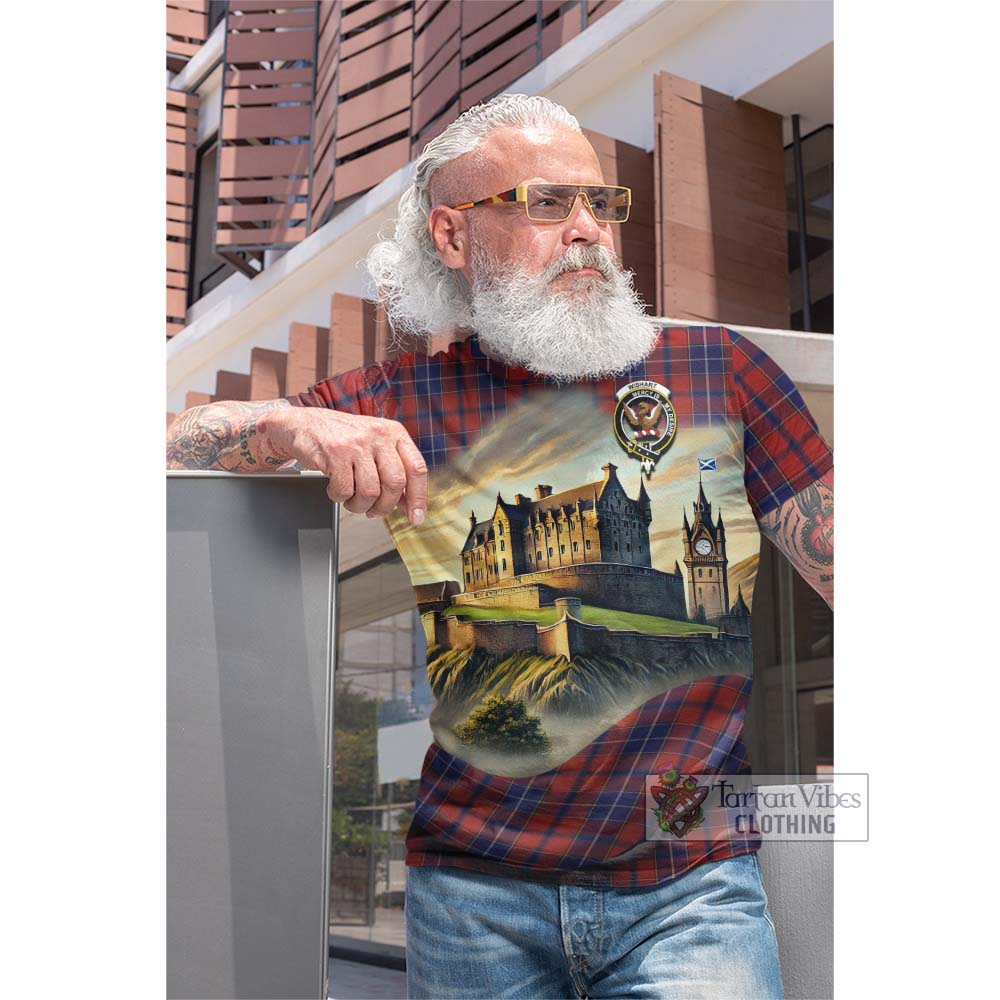 Tartan Vibes Clothing Wishart Tartan Family Crest Cotton T-shirt with Scottish Ancient Castle Style