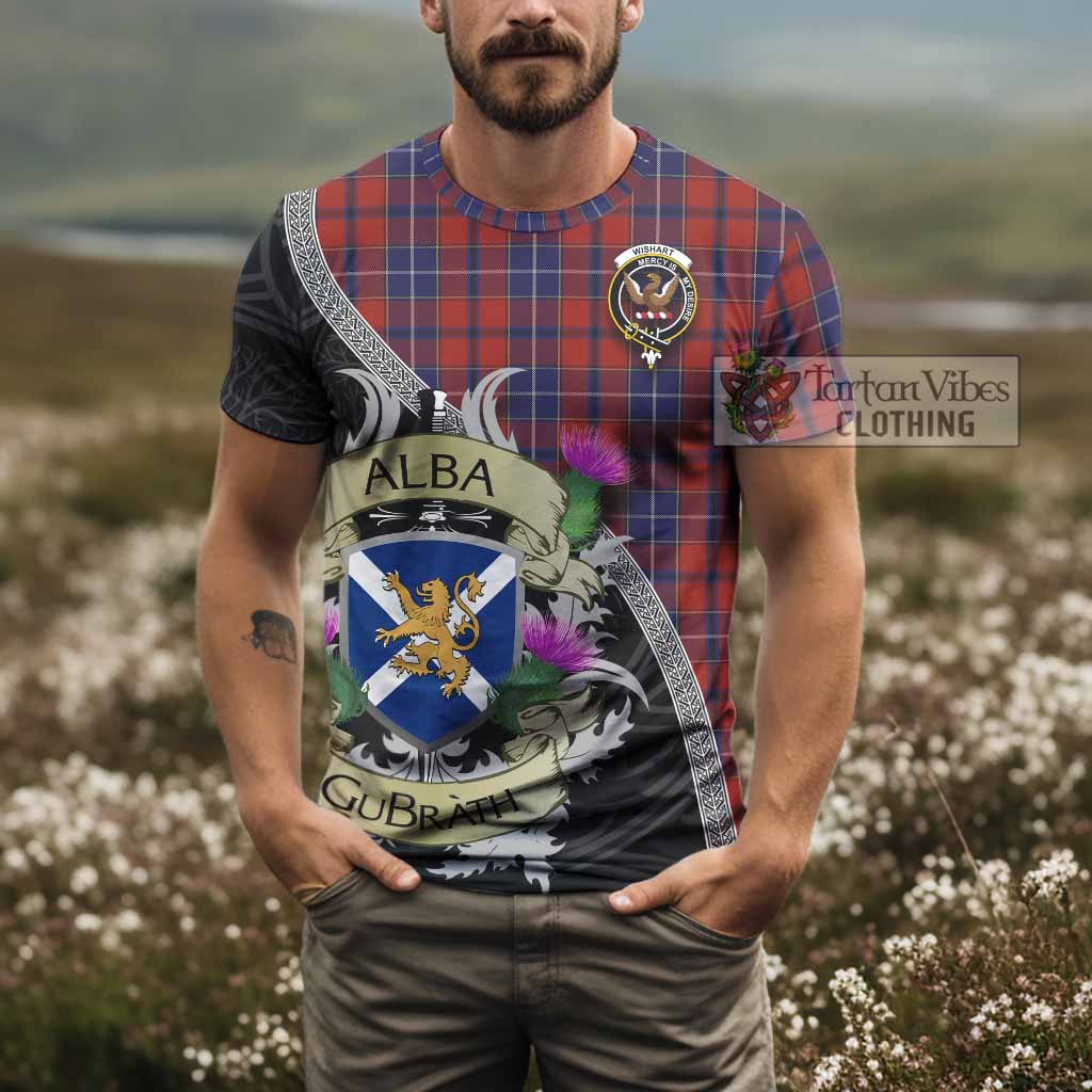 Tartan Vibes Clothing Wishart Tartan Family Crest T-Shirt Lion Rampant Royal Thistle Shield Celtic Inspired