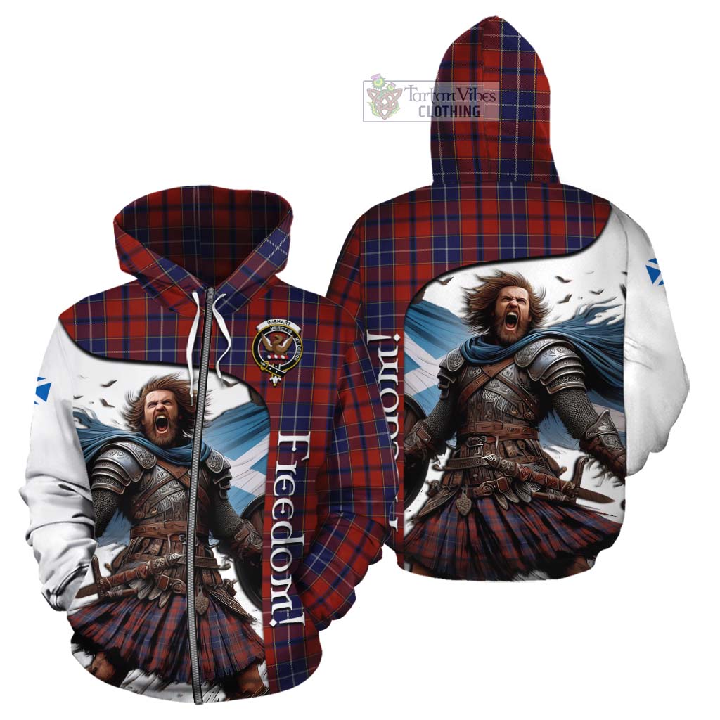 Tartan Vibes Clothing Wishart Crest Tartan Cotton Hoodie Inspired by the Freedom of Scottish Warrior