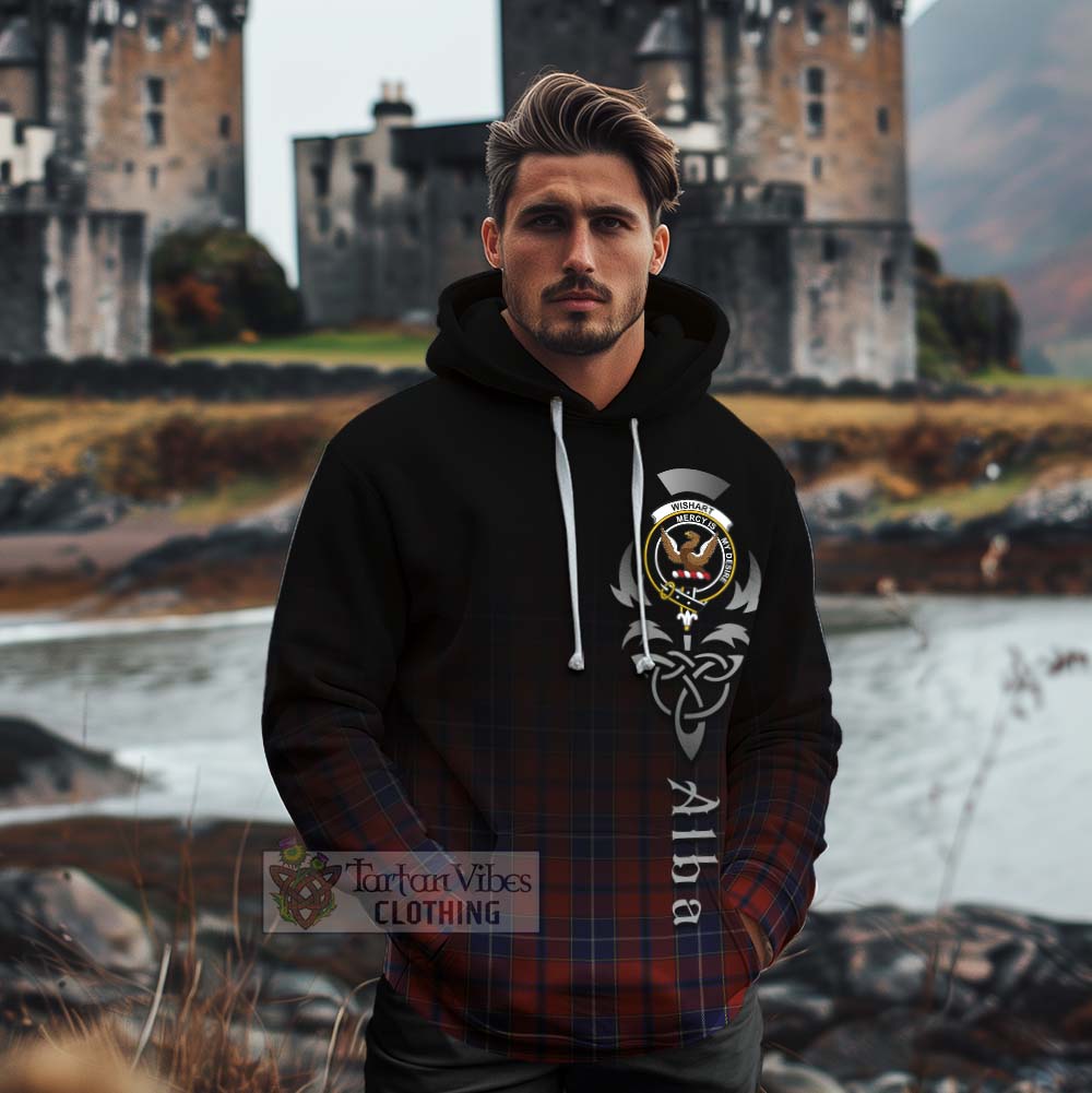 Tartan Vibes Clothing Wishart Tartan Cotton Hoodie Featuring Alba Gu Brath Family Crest Celtic Inspired