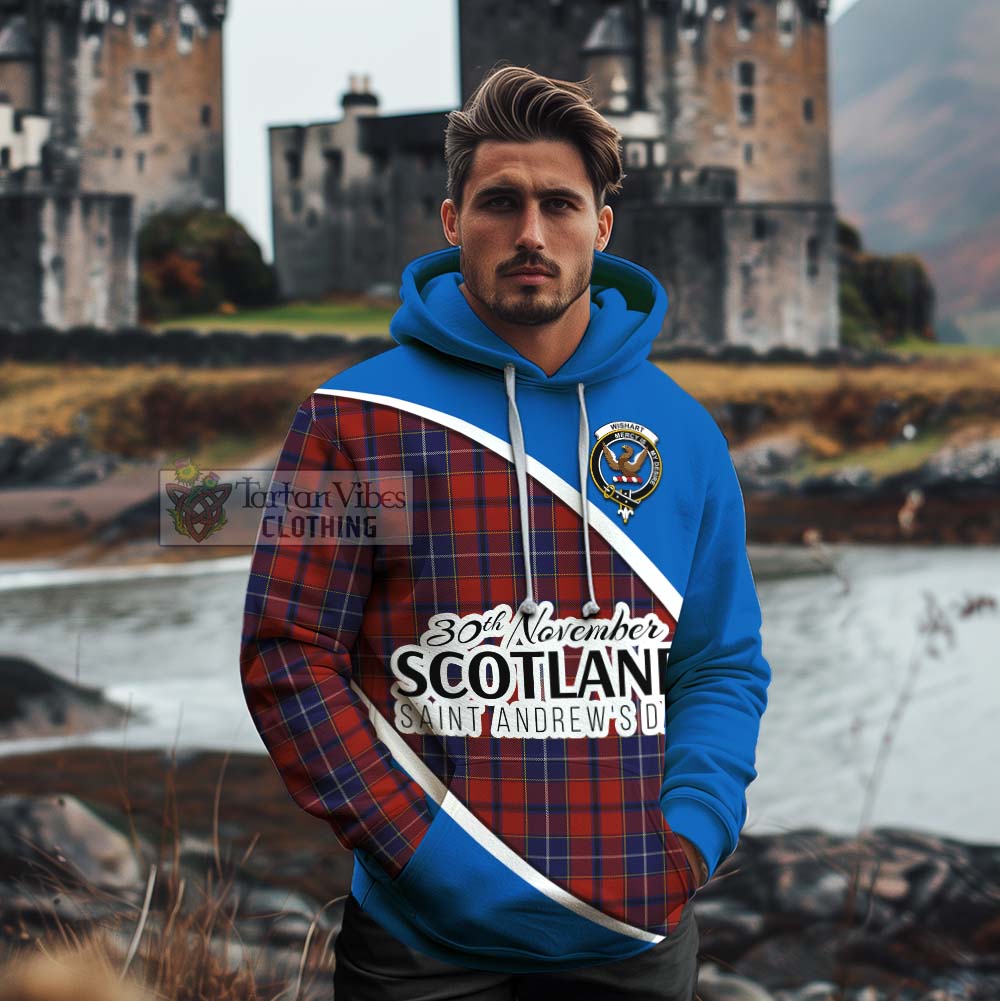 Tartan Vibes Clothing Wishart Family Crest Tartan Cotton Hoodie Celebrate Saint Andrew's Day in Style