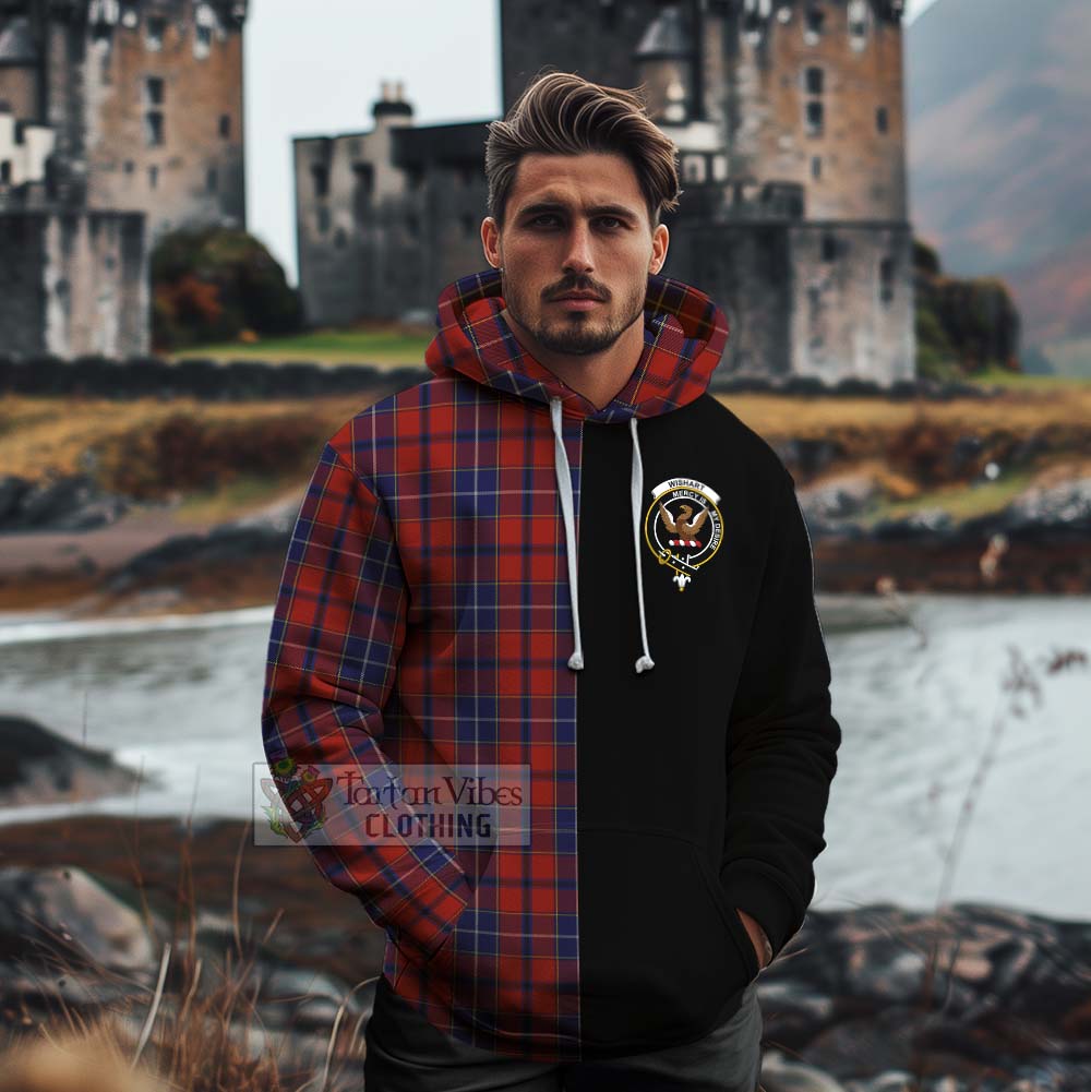 Tartan Vibes Clothing Wishart Tartan Cotton Hoodie with Family Crest and Half Of Me Style