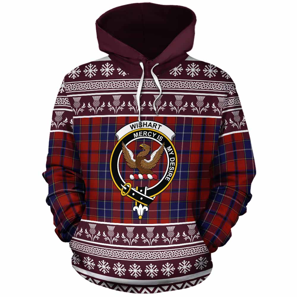 Wishart Clan Tartan Christmas Cotton Hoodie with Family Crest - Tartan Vibes Clothing