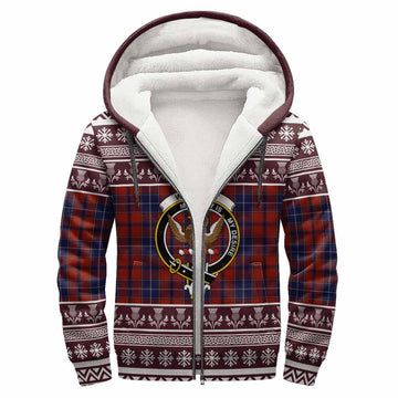 Wishart Clan Tartan Christmas Fleece Hoodie with Family Crest - Tartan Vibes Clothing