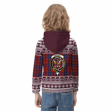 Wishart Clan Tartan Christmas Kid Hoodie with Family Crest - Tartan Vibes Clothing