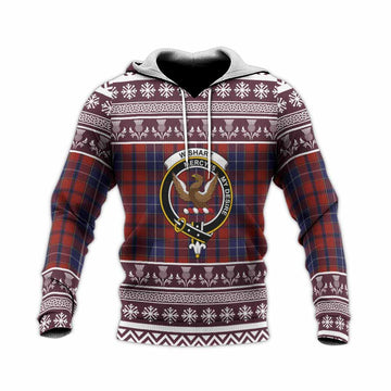 Wishart Clan Tartan Christmas Knitted Hoodie with Family Crest - Tartan Vibes Clothing