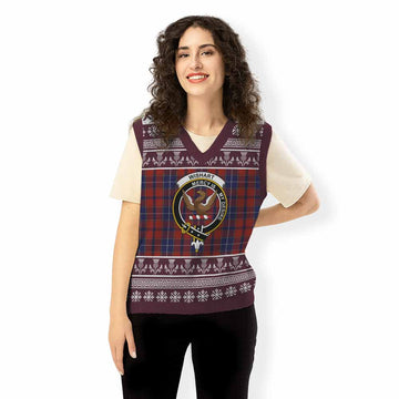 Wishart Clan Tartan Christmas Knitted V-Neck Vest with Family Crest - Tartan Vibes Clothing